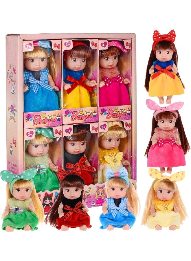 SUZZ 6pcs Mini Dolls Gift Set-Fashion Girl Doll Collection, 6 Unique Stylable Hair Dolls with Rotatable Limbs and Cute Outfits | Collectible Toy Gift for Kids - Image 1